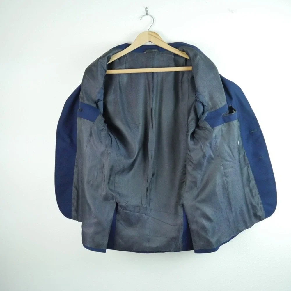 Hugo Boss Mens Blue Wool Stretch Hutson Blazer Jacket Lanificio Tesse Biella 42S